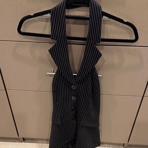 Express Black and White Striped Backless Dress